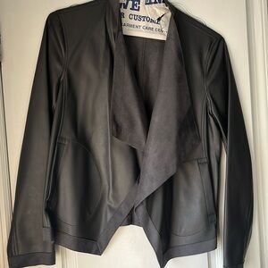Faux leather suede blue grey jacket